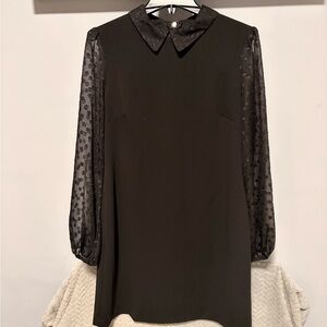 Tommy Hilfiger Black Long Sleeve Dot-Detail Shift Dress